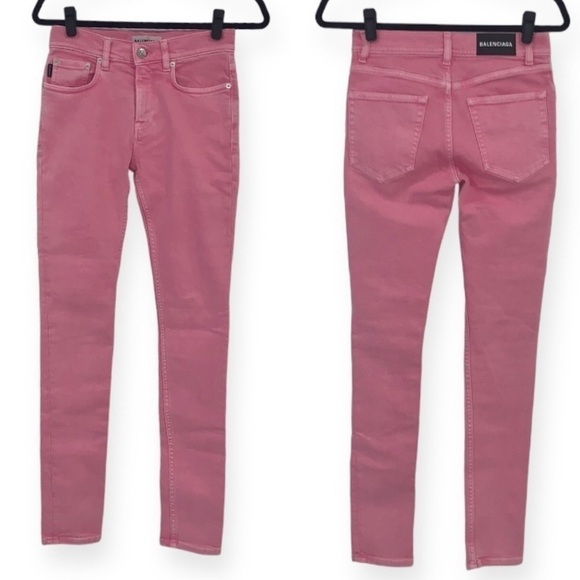 BALENCIAGA Bright Pink Barbiecore Mid Rise skinny jeans size 24 - Picture 3 of 16